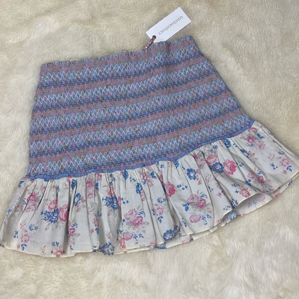 🎀 Anguilla Smocked Ruffle Mini Skirt Large Pastel Lemon Blue Pink - Picture 9 of 12